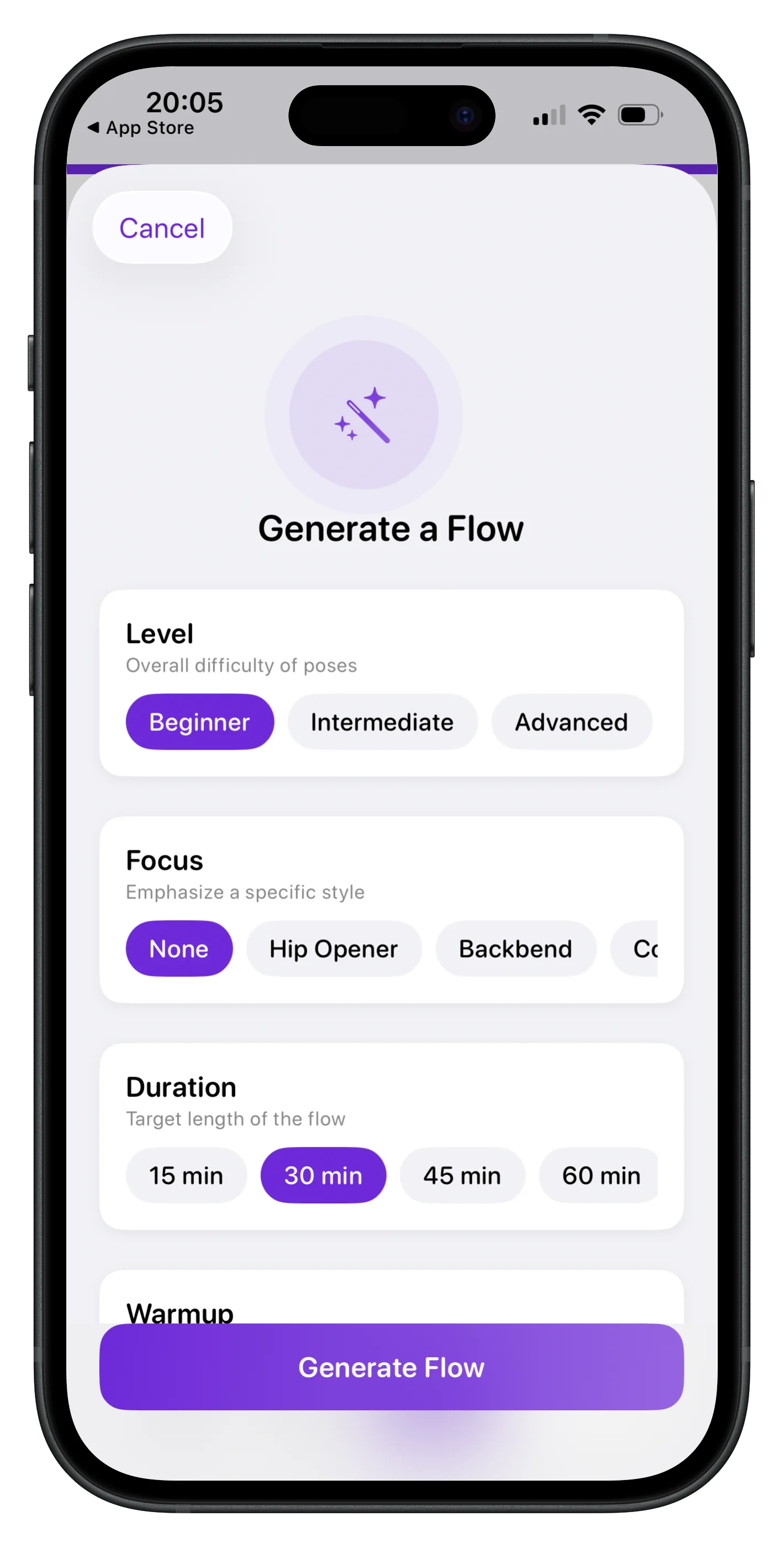 Generate a Flow screen