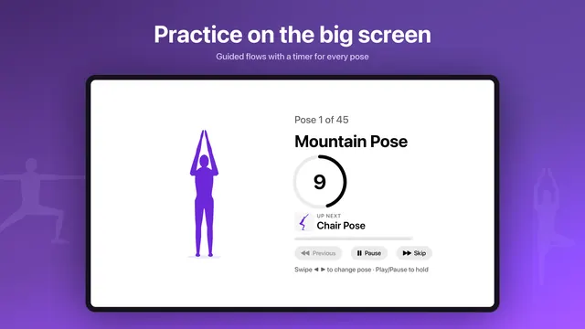 Guided playback on Apple TV with a timer for every pose