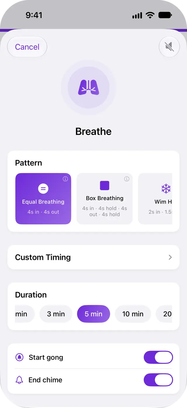 Breathwork session setup