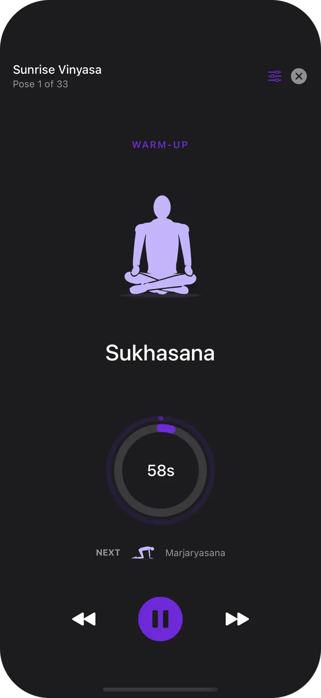Playback with Sanskrit pose names